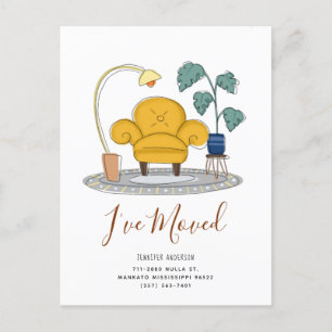 Chic Yellow Couch Living Room New Home Moving Aankondigingskaart