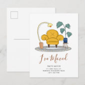 Chic Yellow Couch Living Room New Home Moving Aankondigingskaart (Voorkant / Achterkant)