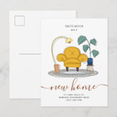 Chic Yellow Couch Living Room New Home Moving Aankondigingskaart (Voorkant / Achterkant)