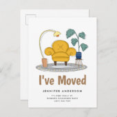 Chic Yellow Couch Living Room New Home Moving Aankondigingskaart (Voorkant / Achterkant)