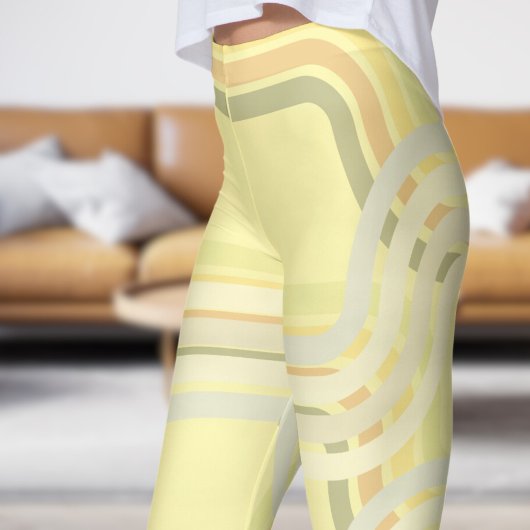 Chic Yellow Cream Curves Patroon Leggings