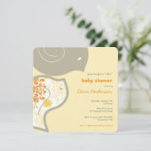 Chic Yellow Damask Chicks Baby shower Party Invite Kaart (Staand voorkant)