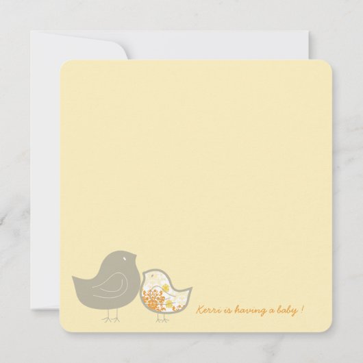 Chic Yellow Damask Chicks Baby shower Party Invite Kaart (Achterkant)
