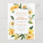 Chic Yellow Delicate Daisies Floral Birthday Party Uitnodiging Briefkaart (Voorkant)