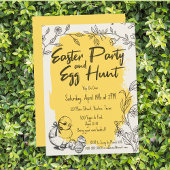Chic Yellow Easter Party & Egg Hunt Kaart