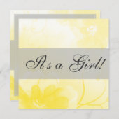 Chic Yellow en Grey Flower Baby shower Invitation Kaart (Voorkant / Achterkant)