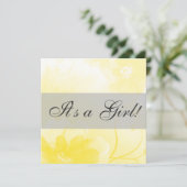 Chic Yellow en Grey Flower Baby shower Invitation Kaart (Staand voorkant)
