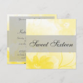 Chic Yellow en grijze bloemkool zoete zestien verj Kaart (Voorkant / Achterkant)