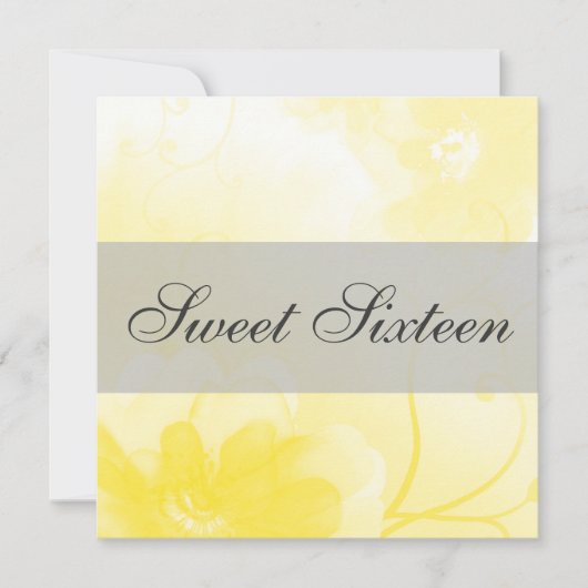 Chic Yellow en grijze bloemkool zoete zestien verj Kaart (Voorkant)