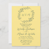 Chic Yellow en Tiber Blue Boho Botanische bruiloft Kaart (Voorkant)