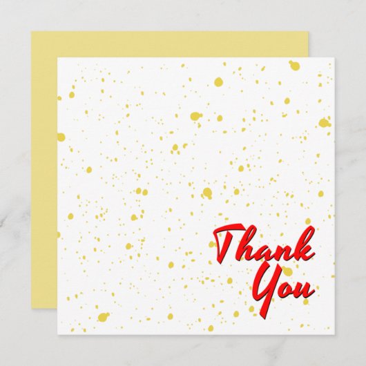Chic Yellow Explosion Waterverf Stip Rode tekst Bedankkaart (Voorkant / Achterkant)