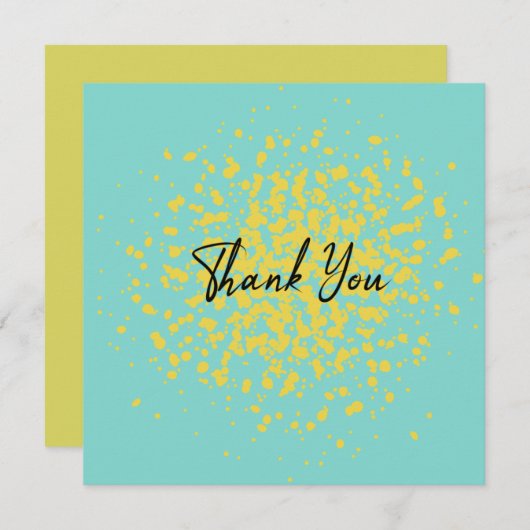 Chic Yellow Explosion Waterverf Stippen op Abstrac Bedankkaart (Voorkant / Achterkant)