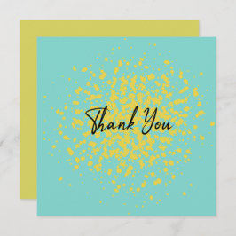 Chic Yellow Explosion Waterverf Stippen op Abstrac Bedankkaart