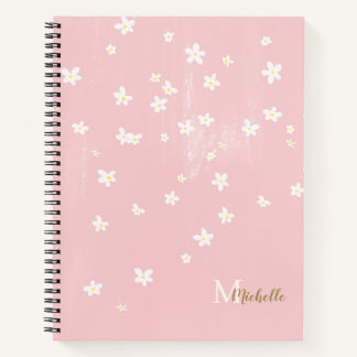 Chic Yellow Farmhouse Sweet Daisies Monogram Note Notitieboek