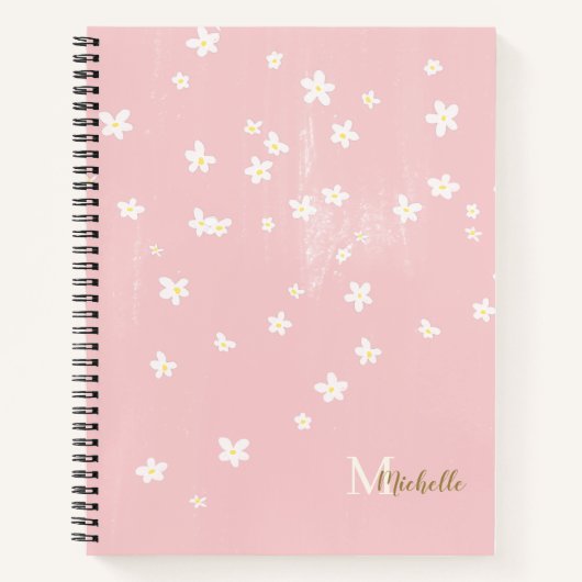 Chic Yellow Farmhouse Sweet Daisies Monogram Note Notitieboek (Voorkant)