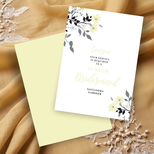 Chic Yellow Floral Bunch Wedding Jr Bridesmaid Kaart