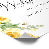 Chic Yellow Floral met bijen, bruiloft welkomstbor Poster (Hoek)