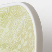 Chic Yellow Floral Pattern Monogram Pickleball Paddle (Links Detail)