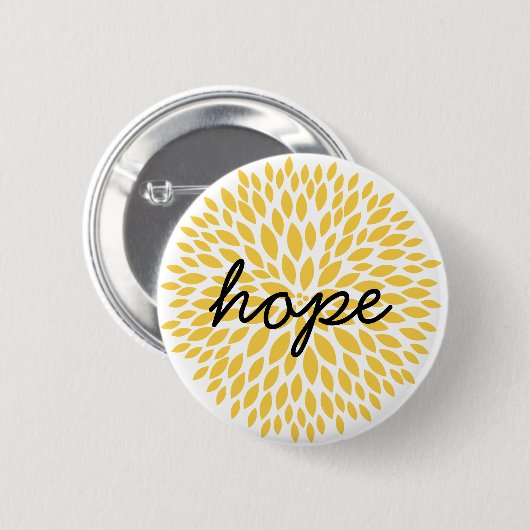Chic Yellow Floral Ronde Button 5,7 Cm (Voorkant /achterkant)