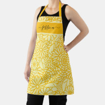 Chic yellow floral script name schort