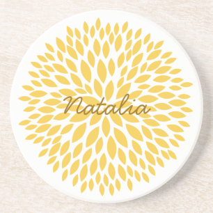 Chic Yellow Floral Zandsteen Onderzetter