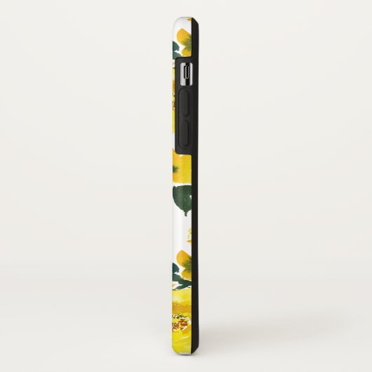 Chic Yellow Flowers en bladmonogram Case-Mate iPhone Case (Achterkant/links)