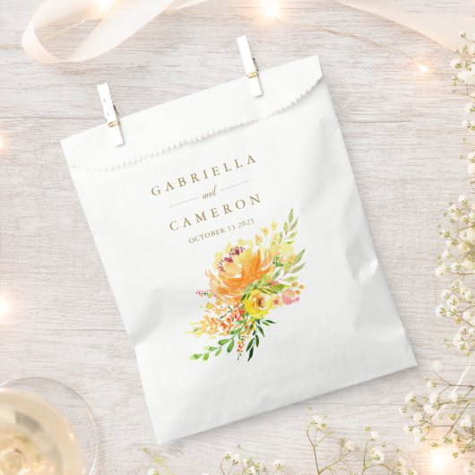 Chic Yellow Flowers Waterverf Weddenschap Aangepas Bedankzakje (Geknipt)