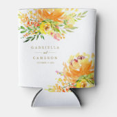 Chic Yellow Flowers Waterverf Weddenschap Aangepas Blikjeskoeler (Voorkant)
