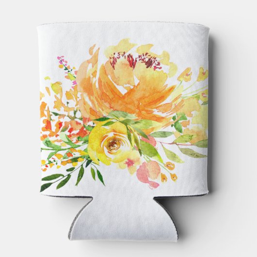 Chic Yellow Flowers Waterverf Weddenschap Aangepas Blikjeskoeler (Achterkant)