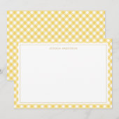 Chic Yellow Gingham Pattern Notitiekaartje (Voorkant / Achterkant)