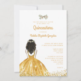 Chic Yellow Gold Princess Dress 15th Quinceañera Kaart