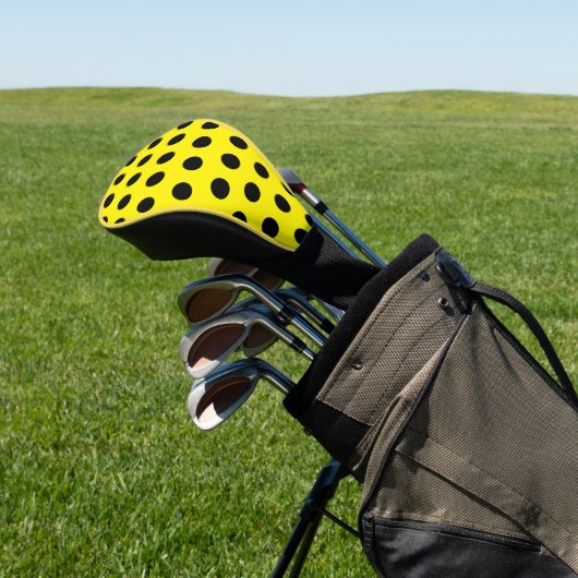 Chic Yellow Golf Head Cover with Black Dot Pattern (Insitu)
