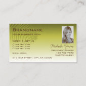 Chic Yellow Gradient Palm Leaf Monogram en Foto Visitekaartje (Achterkant)