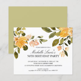 Chic Yellow green floral 50th BIRTHDAY PARTY