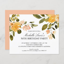 Chic Yellow green floral 50th BIRTHDAY PARTY