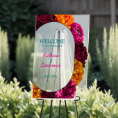Chic Yellow Hot Roze Groene Bloemen Huwelijk Welko Acryl Bord