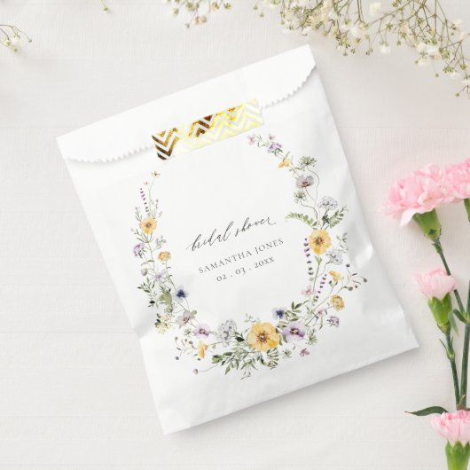 Chic Yellow Lila Wilde Bloem Wreated Vrijgezellenf Bedankzakje (Gezegeld)