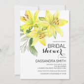 Chic Yellow Lily Floral Greenery Vrijgezellenfeest Kaart (Voorkant)