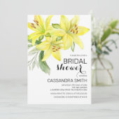 Chic Yellow Lily Floral Greenery Vrijgezellenfeest Kaart (Staand voorkant)