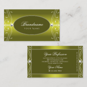Chic Yellow Mustard  Sparkle Jewels Ornament Visitekaartje