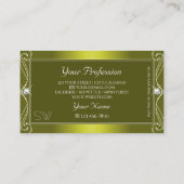 Chic Yellow Olive Sparkle Jewels Monogram Visitekaartje (Achterkant)