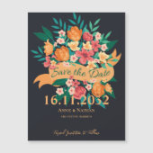 Chic Yellow Oranje Blooms Wedding Save the Date (Voorkant)