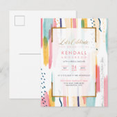 Chic Yellow Painted Memphis Vrijgezellenfeest Uitnodiging Briefkaart (Voorkant / Achterkant)