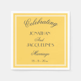 Chic Yellow Personalized Names Wedding Napkins Servet