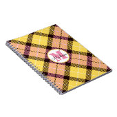 Chic Yellow Pink Pset Tartan Monogram Naam Notitieboek (Rechterzijde)