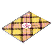 Chic Yellow Pink Pset Tartan Monogram Naam Notitieboek (Linkerzijde)
