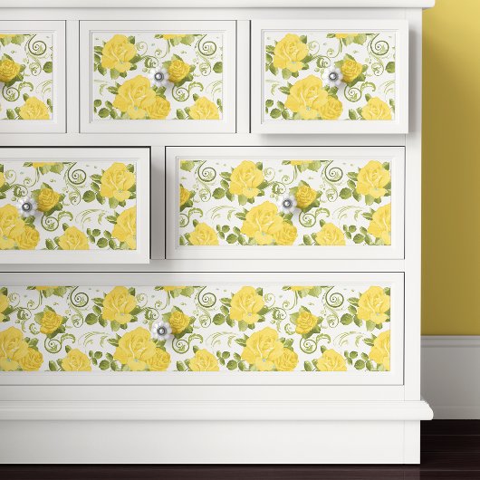 Chic Yellow Roses Bloemen Decoupage Tissuepapier