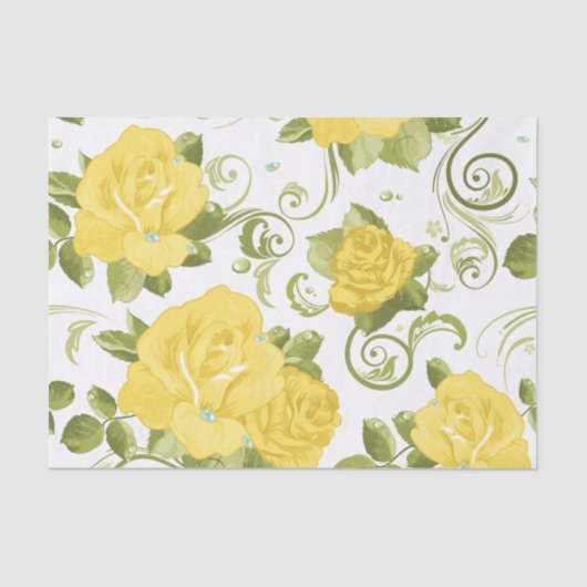 Chic Yellow Roses Bloemen Decoupage Tissuepapier (Voorkant)
