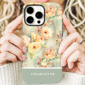 Chic Yellow Roses Custom Name Floral Case-Mate iPhone Case