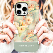 Chic Yellow Roses Custom Name Floral Case-Mate iPhone Case